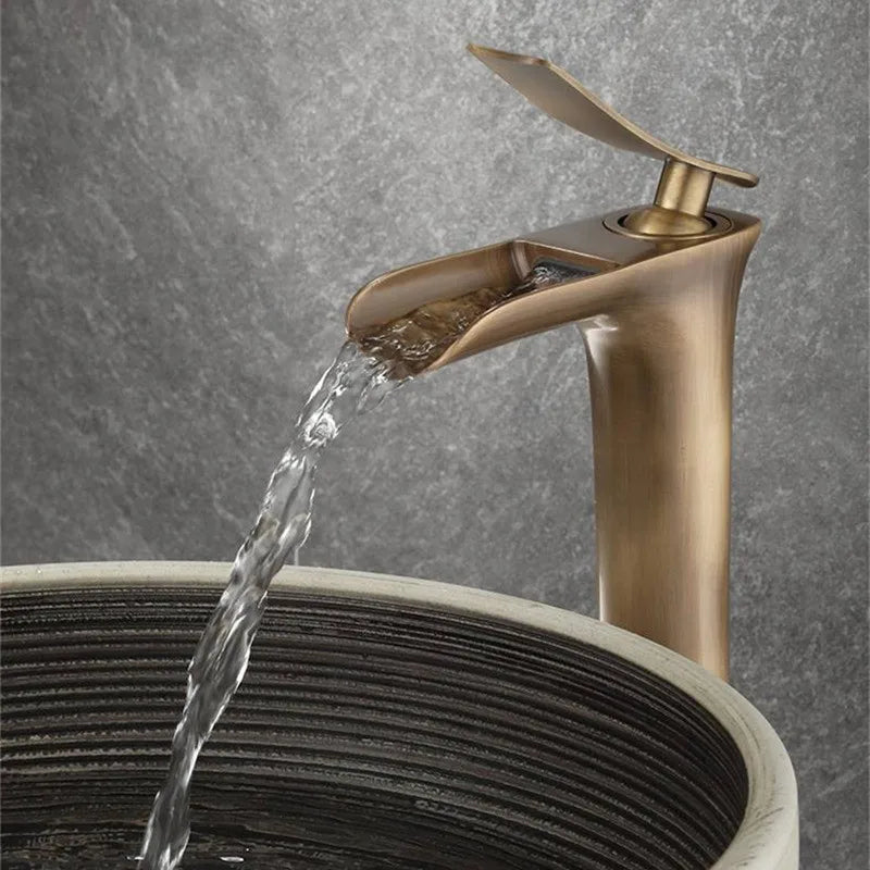 DecorBites™ Antique Bronze Waterfall Bathroom Faucet with Hot & Cold Mixer Tap