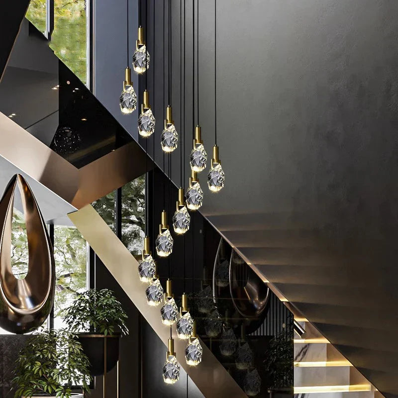 DecorBites™ LED Staircase Chandeliers Pendant Light for Living Room Modern Indoor Lighting