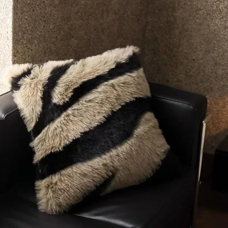 ™ Luxe Faux Fox Fur Throw Pillows for Home Decor - Plush, Soft, Cozy Sofa Cushion