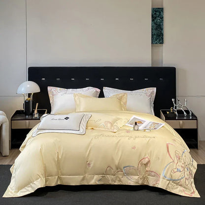 DecorBites™ Embroidered Butterfly Flowers Patchwork Bedding Set