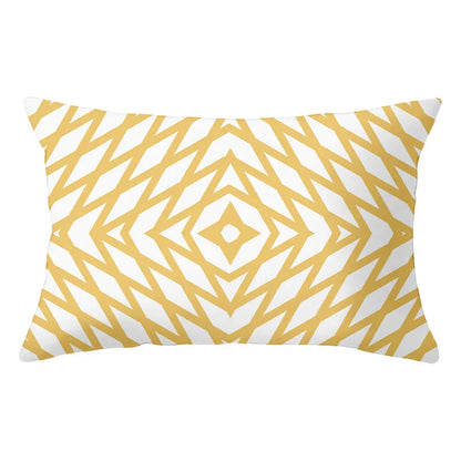 DecorBites™ Geometric Striped Curved Rectangle Pillowcase - Yellow Blue Sofa Throw Pillows