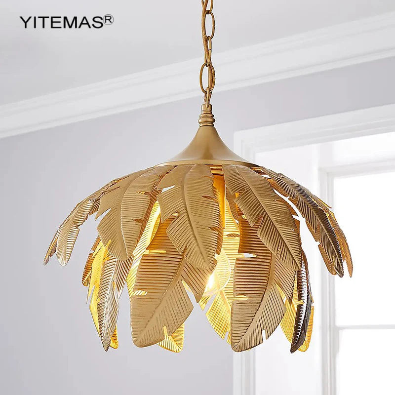 ™ Gold Leaves Chandelier Small Pendant Lighting for Kitchen Island Hallway E27 Socket