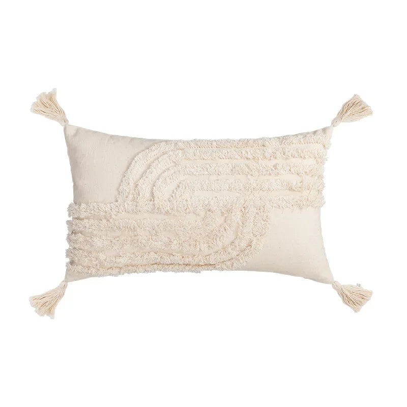 DecorBites™ Beige Boho Style Cushion Cover 45x45/30x50cm - Handmade Square Pillow Case