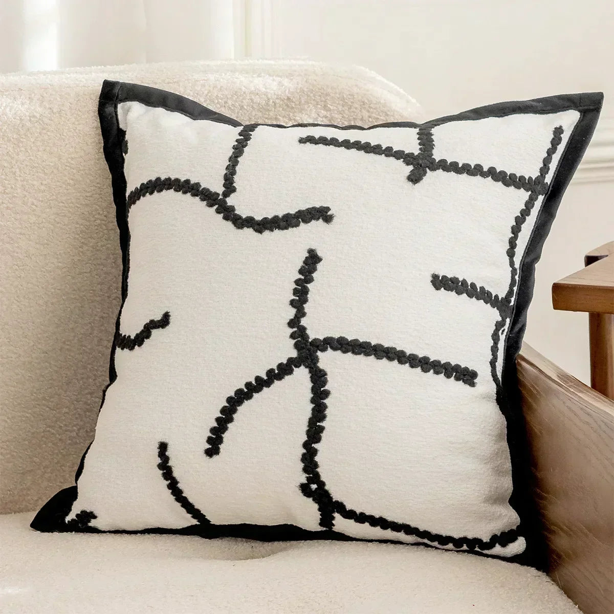 DecorBites™ Camellia Jacquard Embroidery Pillow Cover Luxury Decorative Nordic Living Room