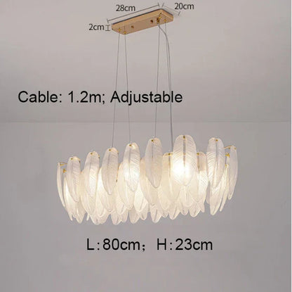 DecorBites™ Gold Feather Chandelier LED Pendant Light for Home Decor