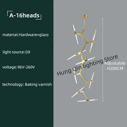 ™ Gold Branch LED Chandelier for Duplex Villa Staircase - Modern Indoor Lighting