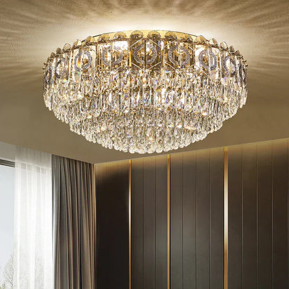 DecorBites™ Crystal Ceiling Lamp: Modern Simple Golden Round Light for Living Room, Bedroom, Study