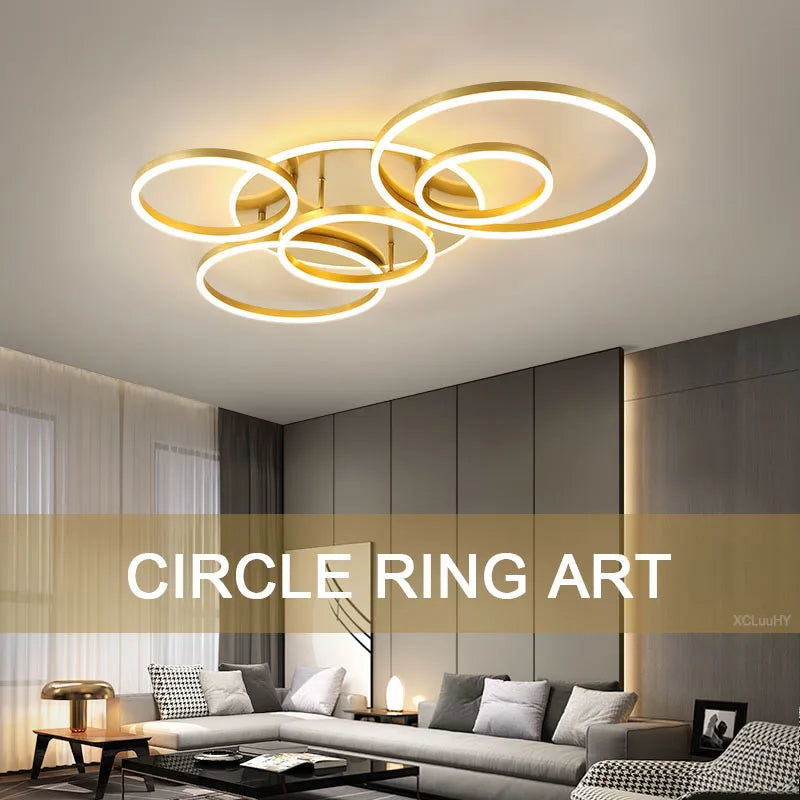 ™ Gold LED Chandelier for Living Study Room Indoor Lighting Luminaire