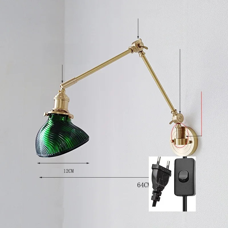 DecorBites™ Ceramic Copper LED Wall Lamp with Adjustable Long Arm Swing