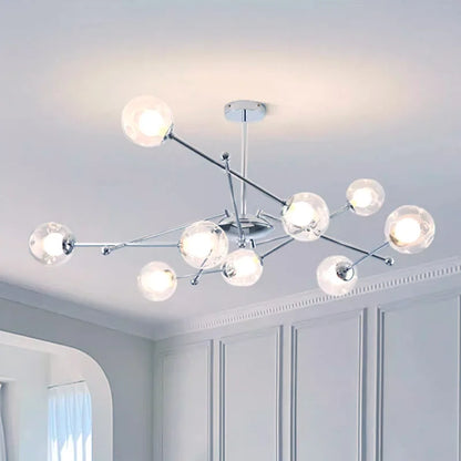DecorBites™ Glass Ball LED Chandelier Chrome Pendant Lamp for Home Decor