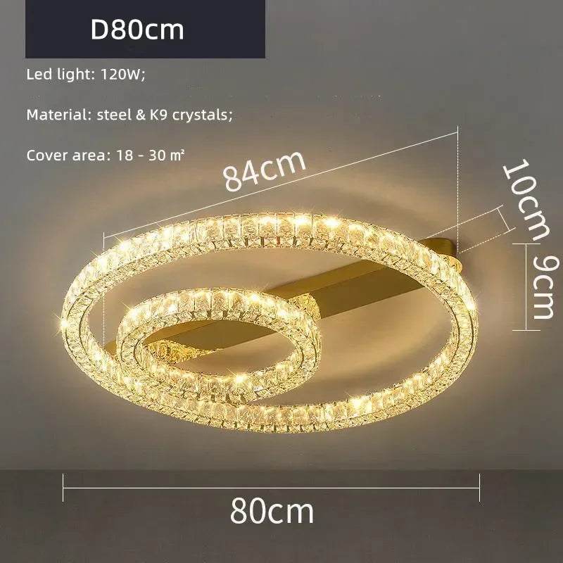 DecorBites™ Crystal Ceiling Lights: Modern Luxury Dimmable LED Chandelier for Living Room