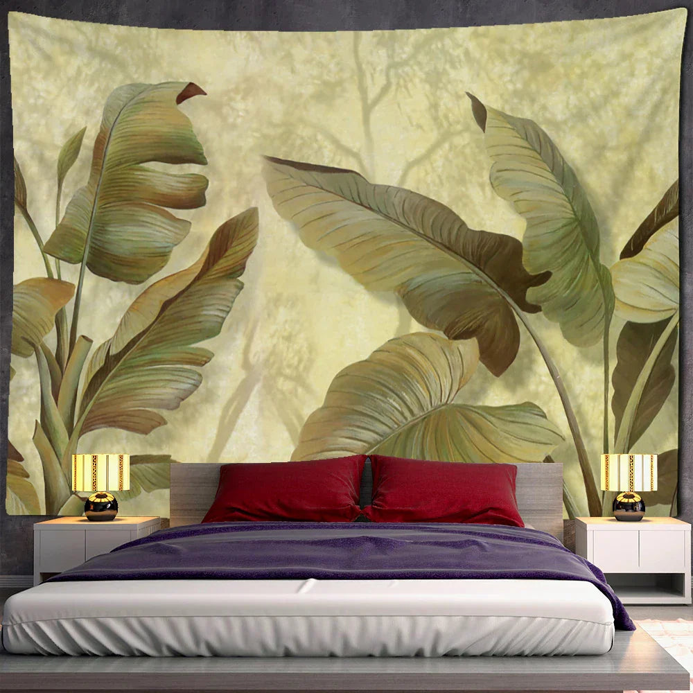 DecorBites™ Banana Leaf Tapestry Wall Hanging Psychedelic Hippie Tapiz Boho Room Decor