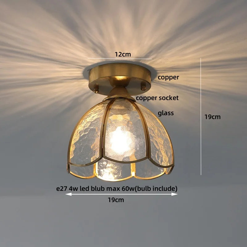 DecorBites™ Blue Flower Glass LED Ceiling Light | Nordic Modern Flush Mount Lamp