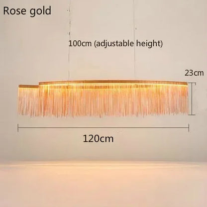 DecorBites™ LED Aluminum Tassel Chandelier: Modern Dimmable Light for Living Room, Hotel, Hall