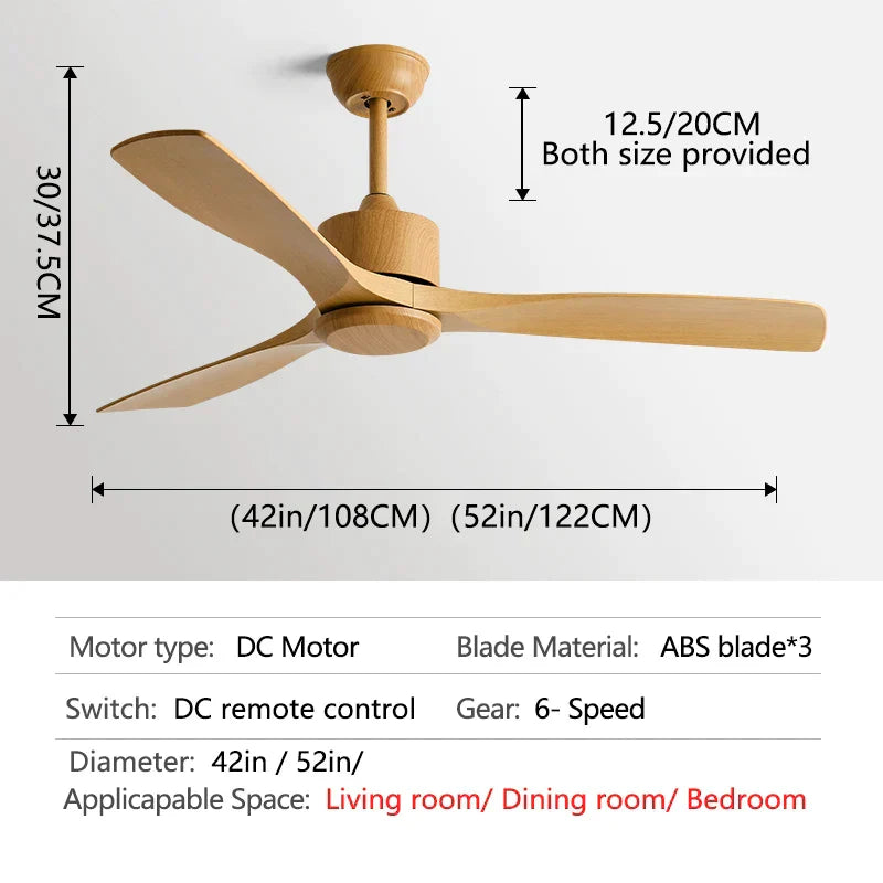 DecorBites™ Black Industrial Ceiling Fan 52Inch DC Powerful Airflow Living Room Office Commercial