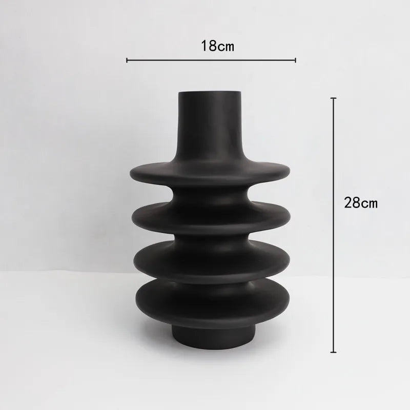 DecorBites™ Geometric Circle Spiral Black Resin Vase - Home Decor Flower Pot