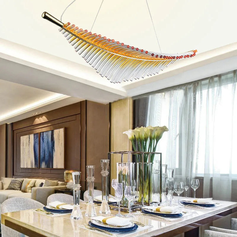 ™ Leaf-Shaped Dining Table Chandelier | Art Decor Room Lustres