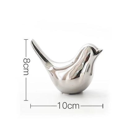 DecorBites™ Golden Silver Bird Figurines Modern Ceramic Statues - Home Decor Wedding Gifts