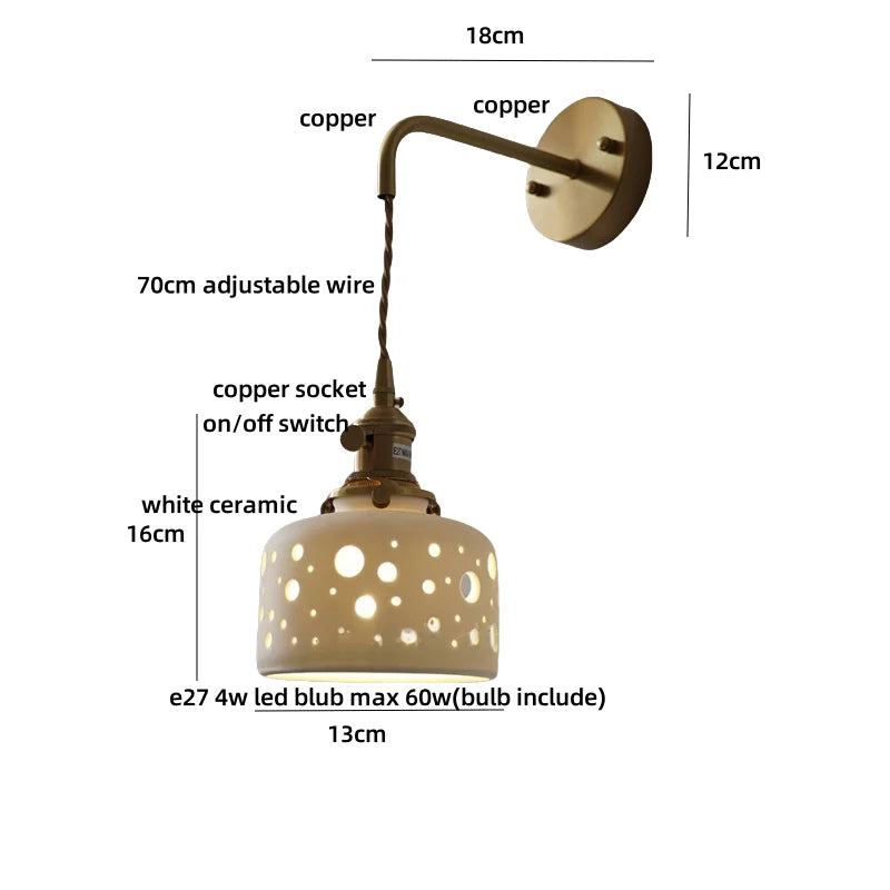 DecorBites™ Ceramic LED Wall Light Balcony Bedroom Kitchen Modern Bedside Lamp