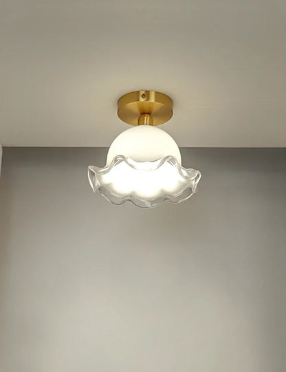 DecorBites™ Antique Glass Ceiling Light: Elegant French Design, Unique Modern Brass Luminaria