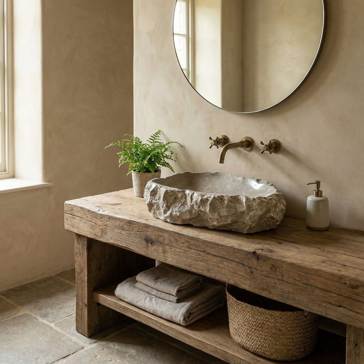 Seagrass Fossil Limestone Natural Stone Vessel Sink - Polished 18x22