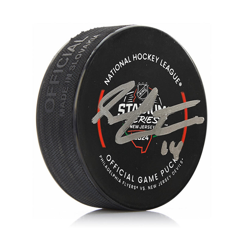 Sean Couturier Autographed Philadelphia Flyers 2024 Stadium Series Hockey Game Model Puck