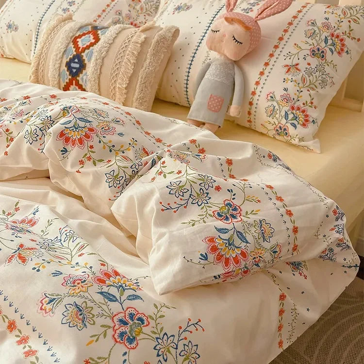 DecorBites™ Boho Pattern Printed Cotton Bedding Set for Queen King Bed Linens