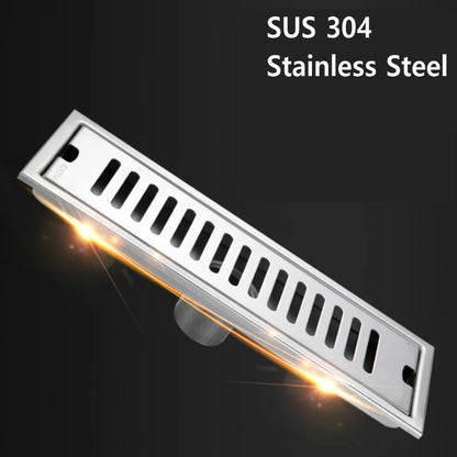 DecorBites™ Black Stainless Steel Floor Drain for Toilet Shower Room, Large Overflow, Odorproof, Rectangle