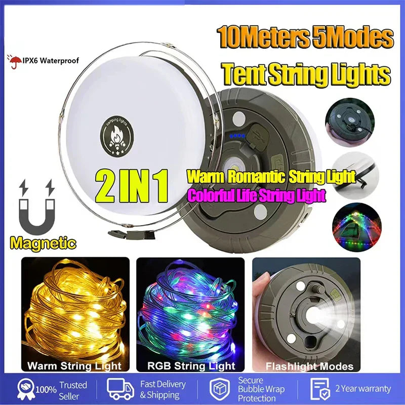 DecorBites™ 10M Waterproof LED Camping Light Strip for Outdoor Garden Tent Room