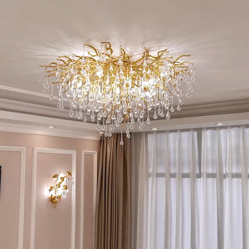 ™ Gold Crystal LED Ceiling Chandelier for Elegant Spaces