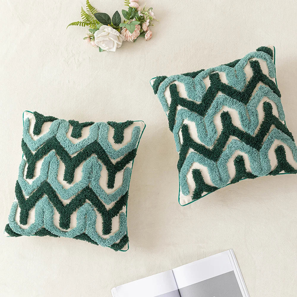 DecorBites™ Boho Tufted Geometric Cotton Canvas Pillow Covers