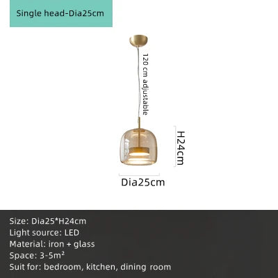 DecorBites™ Amber Glass Chandelier Pendant Light for Living Room, Bedroom, Kitchen, and Bar