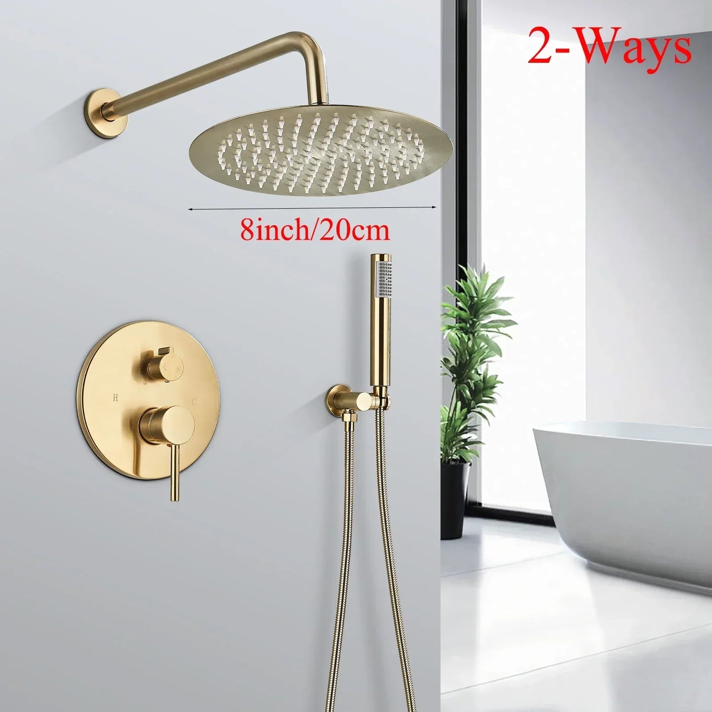 DecorBites™ Brushed Gold Shower Faucet Set Wall Mount Rainfall Shower System