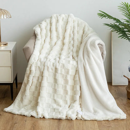 DecorBites™ Geometric Jacquard Flannel Sofa Cover - All Seasons Bed Sheets