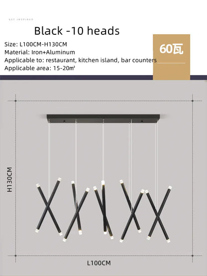 DecorBites™ Black Round Tube LED Chandelier for Duplex Loft Stair - Interior Lighting Decoration