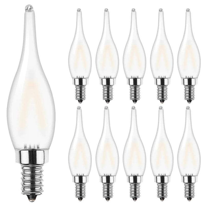 DecorBites™ Frosted LED Candle Bulbs 1.5W Dimmable E12 E14 Base Warm White 2700K - Chandelier Decor Bulb
