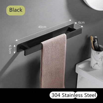DecorBites™ Black Steel Towel Hanger - Square Bathroom Towel Rack