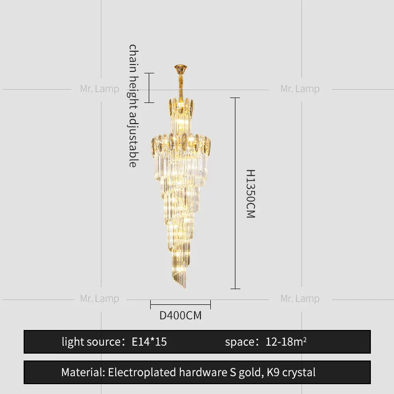 DecorBites™ Crystal Chandelier: Elegant minimalist duplex living room lighting with a touch of luxury.