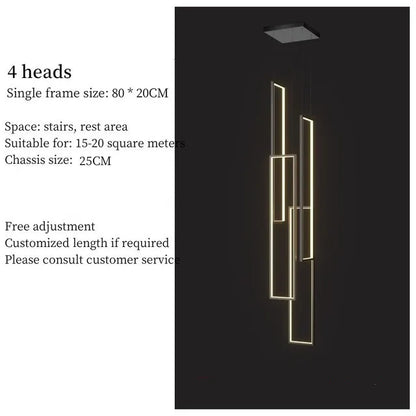 DecorBites™ LED Stair Chandelier: Luxury Loft Geometry Pendant Lamps for Modern Living