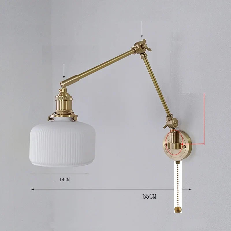 DecorBites™ Ceramic Copper LED Wall Lamp with Adjustable Long Arm Swing