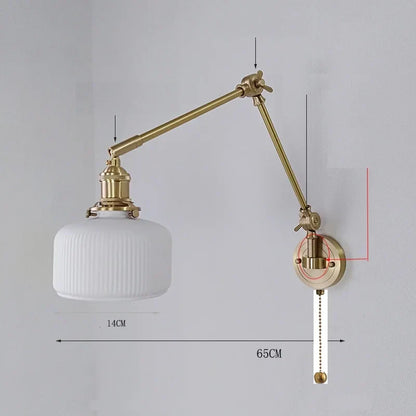 DecorBites™ Ceramic Copper LED Wall Lamp with Adjustable Long Arm Swing