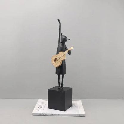 Abstract Guitarist Resin Sculptures by DecorBites™: Musical Instrument Decor for Home