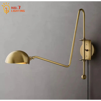 DecorBites™ Black/Gold Lustre Copper Swing Arm Wall Lamp for Modern Living Spaces