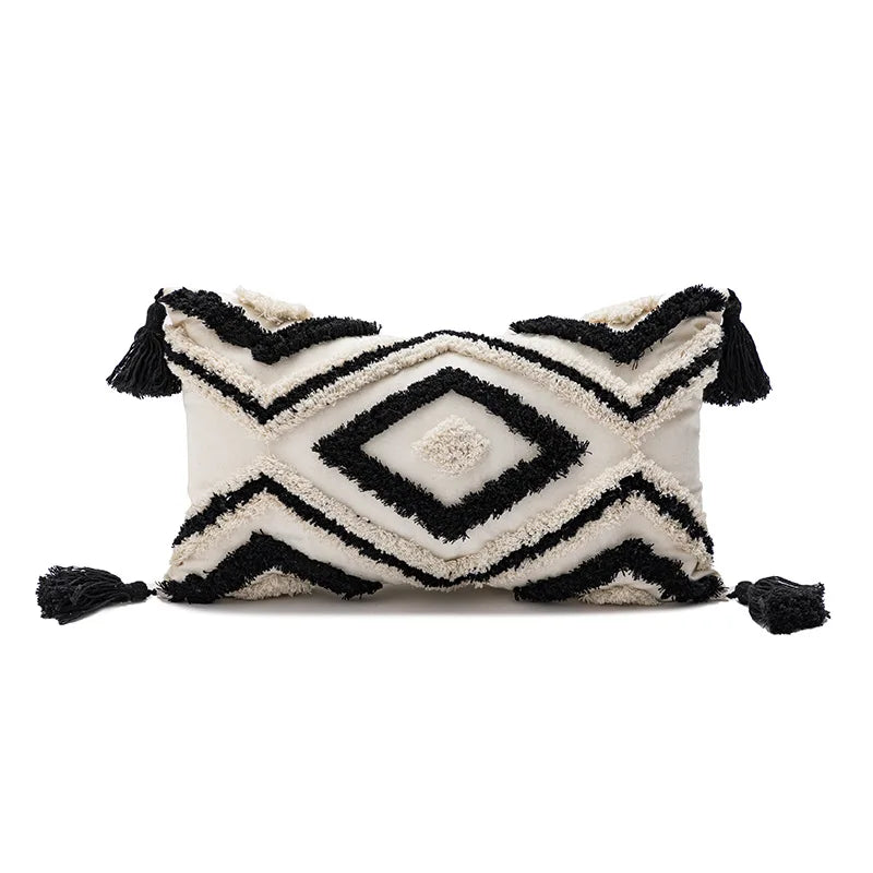 DecorBites™ Boho Loop Tufted Tassel Pillow Cover - Ethnic Embroidered Decorative Cushion