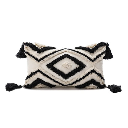 DecorBites™ Boho Loop Tufted Tassel Pillow Cover - Ethnic Embroidered Decorative Cushion