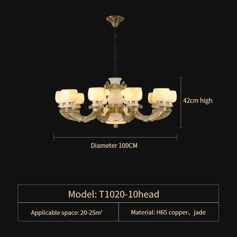 DecorBites™ All Copper Jade Chinese Chandelier: Modern & Simple Living Room Lighting