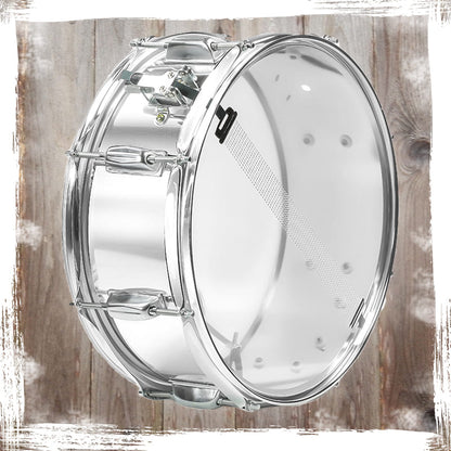 Metal Snare Drum by GRIFFIN | 14" x 5.5" inch Steel Chrome Shell | 8 Tuning Lugs & Snare Throw Off Strainer Set | Musical Instrument Kit & Drummers Key | Marching Percussion Hardware & Drum White Head