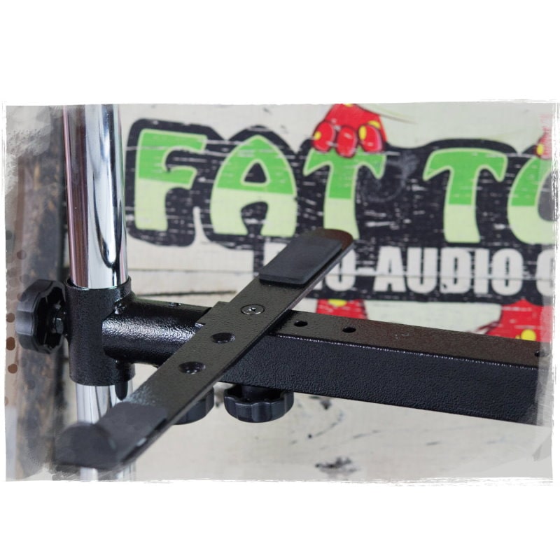 Double DJ Laptop Stand by FAT TOAD | 2 Tier PC Table Holder | Portable Computer Clamp Equipment Rack with Support Mounts for Music Studio Mixers, Controllers, Monitors, & Disc Jockey Booth Gear