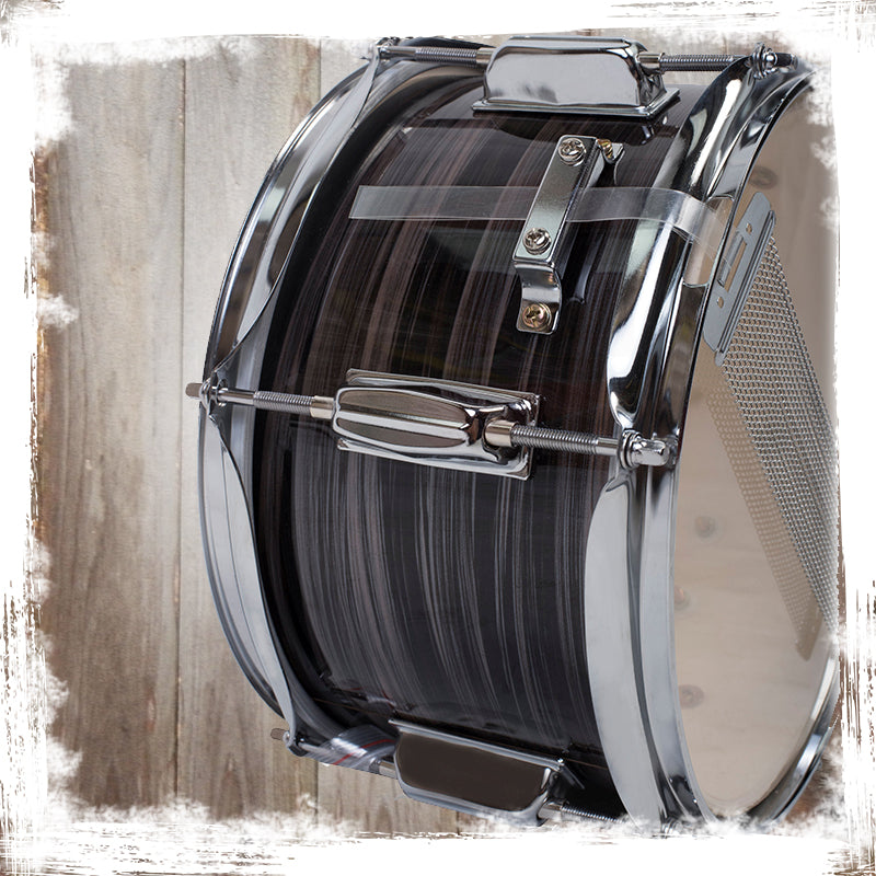 Popcorn Snare Drum by GRIFFIN - Firecracker Acoustic 10" x 6" Poplar Shell with Zebra Wood PVC - Soprano Mini Concert Marching Percussion Instrument