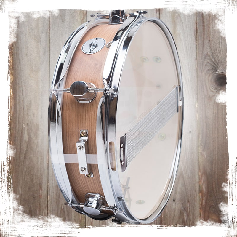 Piccolo Snare Drum 13" x 3.5" by GRIFFIN | 100% Poplar Shell with Oak Wood Finish & Coated Drum Head | Professional Marching Drummers Deluxe Percussion Instrument with Bright Tone & Brilliant Attack